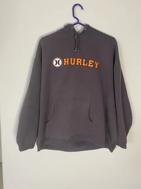 Hurley Hoodie Mens Large Gray Pullover Vintage Skate Surf