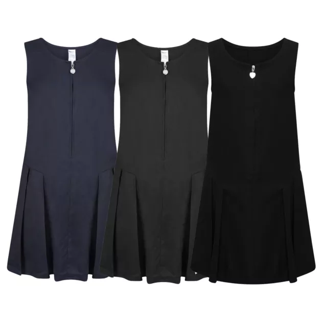 Girls School Pinafore Dress Black, Navy, Grey, Green Girls School Uniform