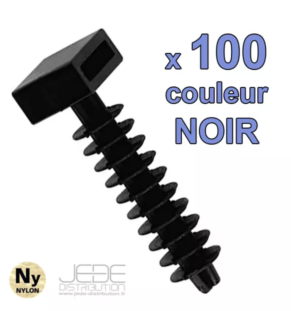 Embases à frapper NOIR Ø8mm pour colliers d'installation (pack de 100)