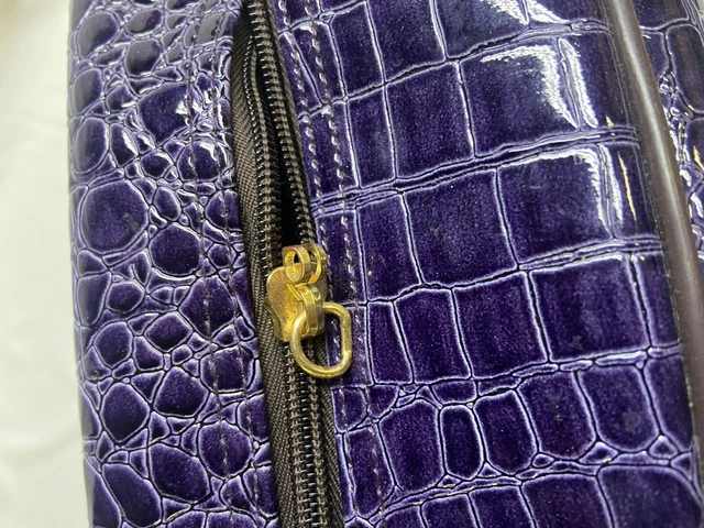 Samantha Brown Travel Bag Weekend Purple Carry On Croc Embossed 6