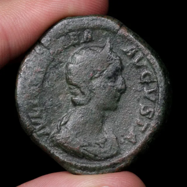 Roman Empire Sestertius Ancient Bronze Large Coin Julia Mamaea 225AD Vesta 32mm