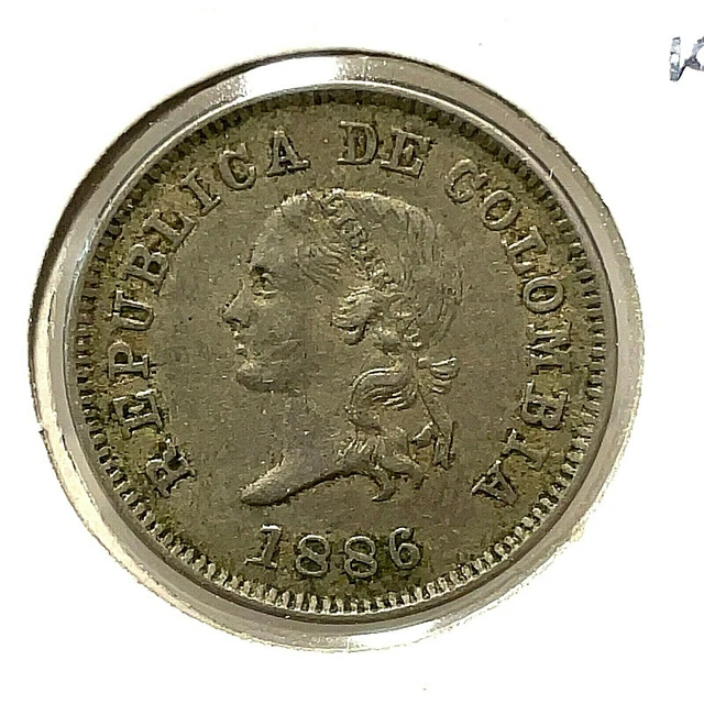 COLOMBIA 1886 W - 5 Centavos - Small  Top 5 KM# 183.2