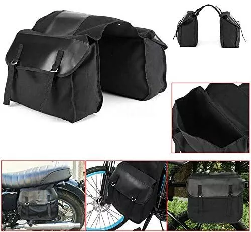 DHL Fahrradtasche Doppelpacktasche Bike Gepäckträgertasche PU-Leder Segeltuch- 3