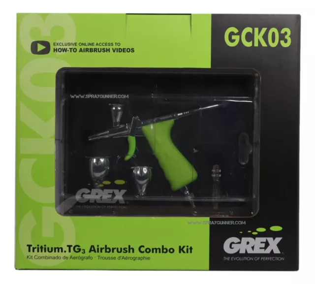 Grex GCK03 Airbrush Combo Kit with Tritium.TG3, AC1810-A Compressor + BONUS