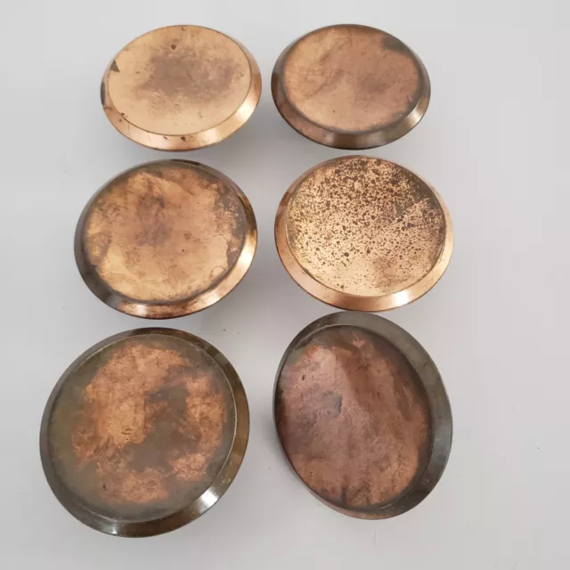 6 Amerock Brass Concave Round Cabinet Drawer Pulls Knobs Mid Century Modern 2.5”