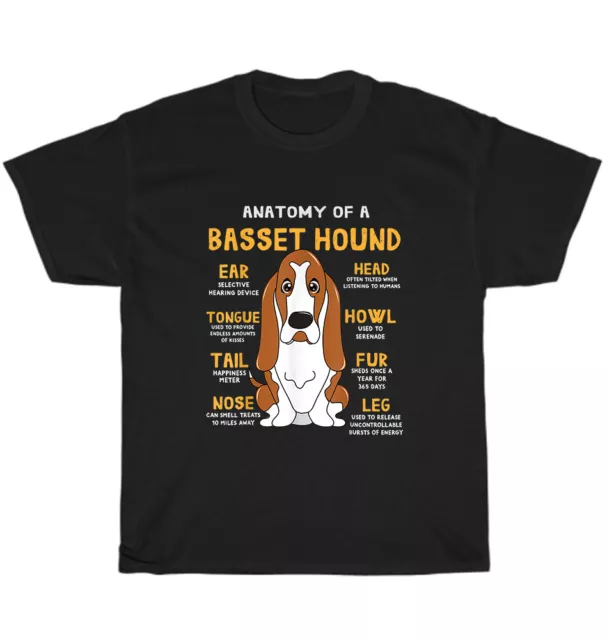 Anatomy of A Basset Hound Dog Dad Mom Pet Lover T-Shirt Unisex Funny Tee Gift