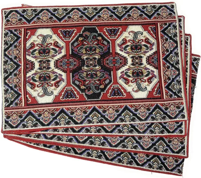 DaDa Bedding Set of 4 Majestic Red Persian Rug Dining Table Tapestry Placemats