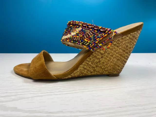 Nine West Sweet Rosey Multi-Color Beaded Wedges Women's Size 9.5M 2