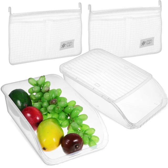 2 PIEZAS -Frigorífico - Cajas de almacenamiento con organizador de cocina tapa