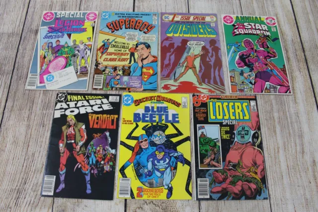 Mixed Lot of 7 1980s DC Comic Books Superboy Outsiders Atari Force All-Star