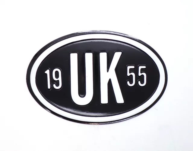 Universal Vintage Classic Car Metal UK Badge with Date VW Beetle Camper 1955-79
