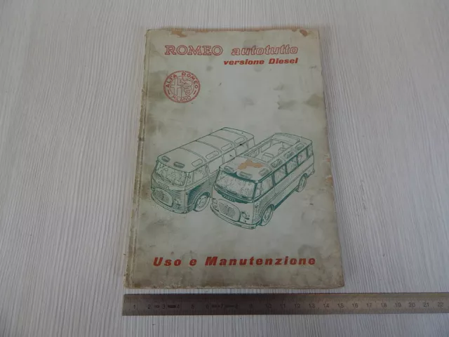 Libretto Manuale Originale Uso Manutenzione 1956 Alfa Romeo Romeo Diesel