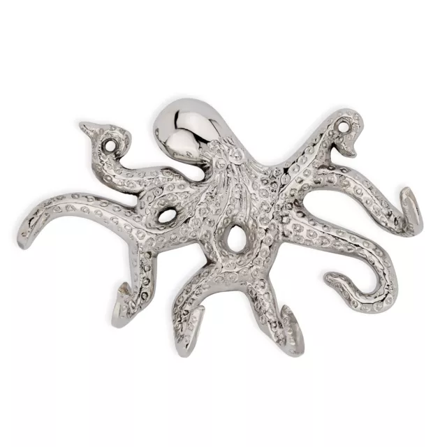 Maritime hook octopus 14 x 9cm nickel-plated brass coat hook wall hooks