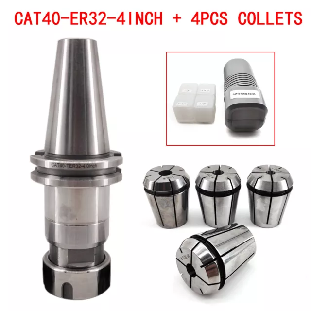 CAT40-ER32 Floating Tap Tool Holder w/4x Collet Chuck Kit 4" Lathe Holder Set US