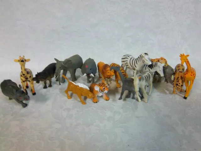 Jungle Animals Cheetah Tiger Zebra Elephant Hippo Rhino Animal Figures 3-4" Toy