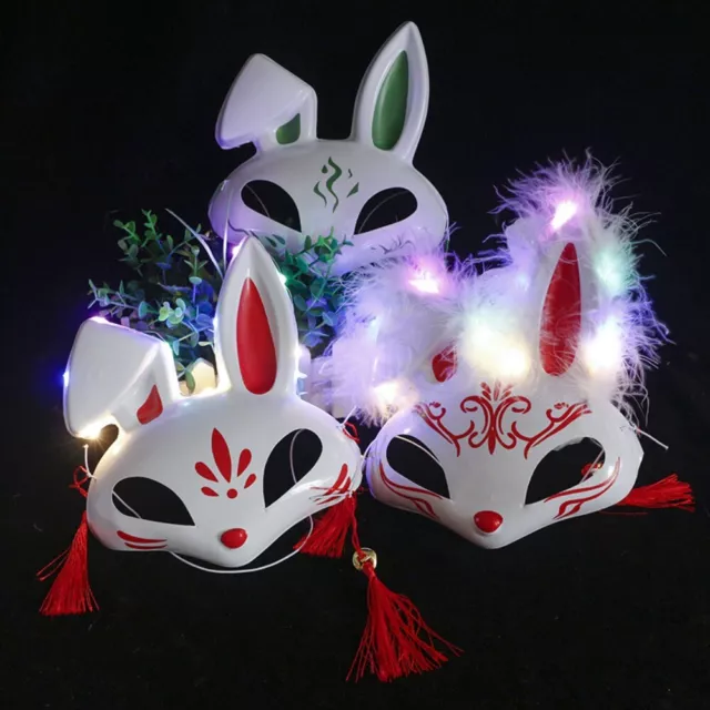 Feather Rabbit Mask Light Up Face Cover Lovely Makeup Mask  Festival Party