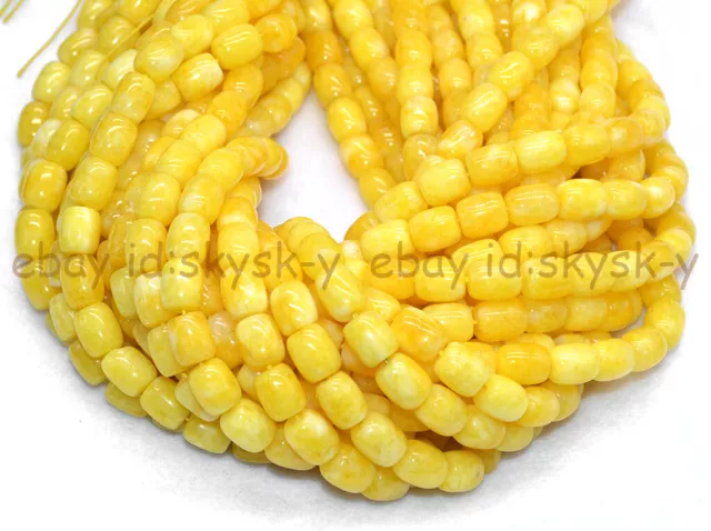 9x11mm Natural Yellow Topaz Gemstone Barrel Cylinder Loose Beads 15'' Strand