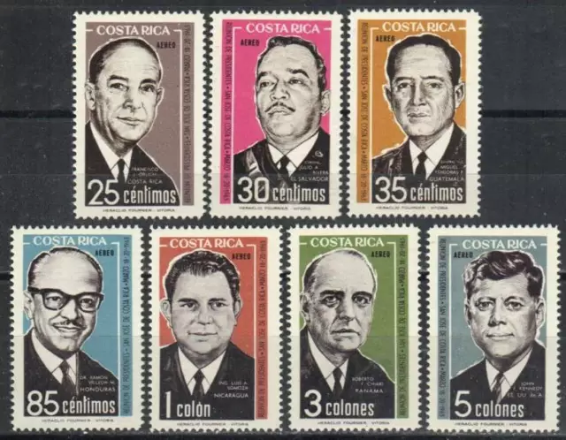 Costa Rica Stamp C371-C377  - Central American presidents & Kennedy