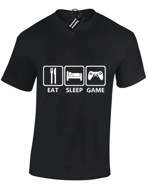 T-Shirt Da Uomo Eat Sleep Game Console Videogiochi Simboli Gamer Geek Top S-Xxxl 3