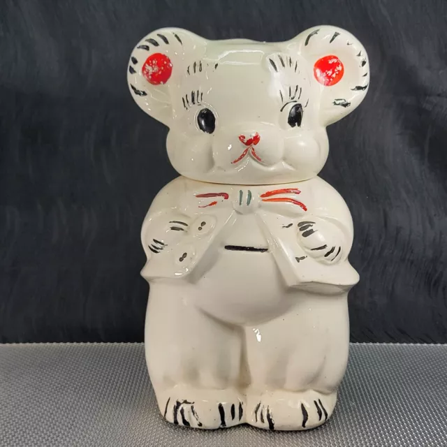 Vintage 12½" American Bisque 40s Turnabout Bears Porcelain Cold Paint Cookie Jar 3