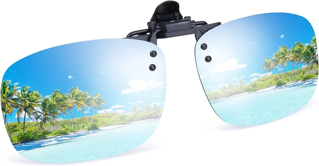 Besgoods Cool Silver Mirror Polarized Clip-On Flip up Sunglasses Plastic Lenses