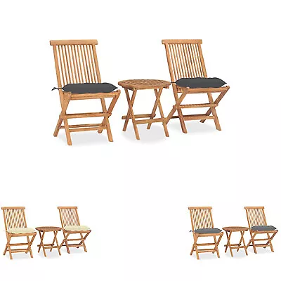Solid Wood Teak Folding Outdoor Dining Set 3 Piece Patio Multi Colours vidaXL