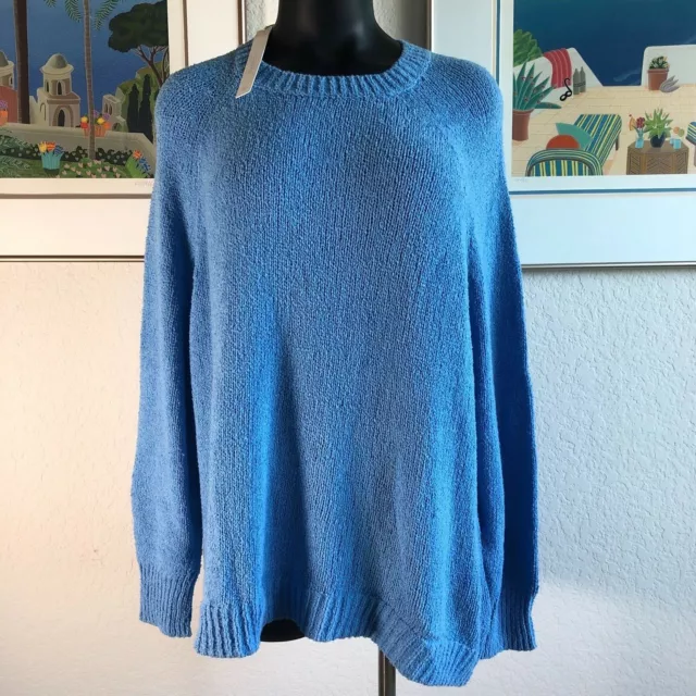 NWT Caslon Pullover Boat Neck Knit Sweater Blue Women's Sizes 0X Plus & Petite L