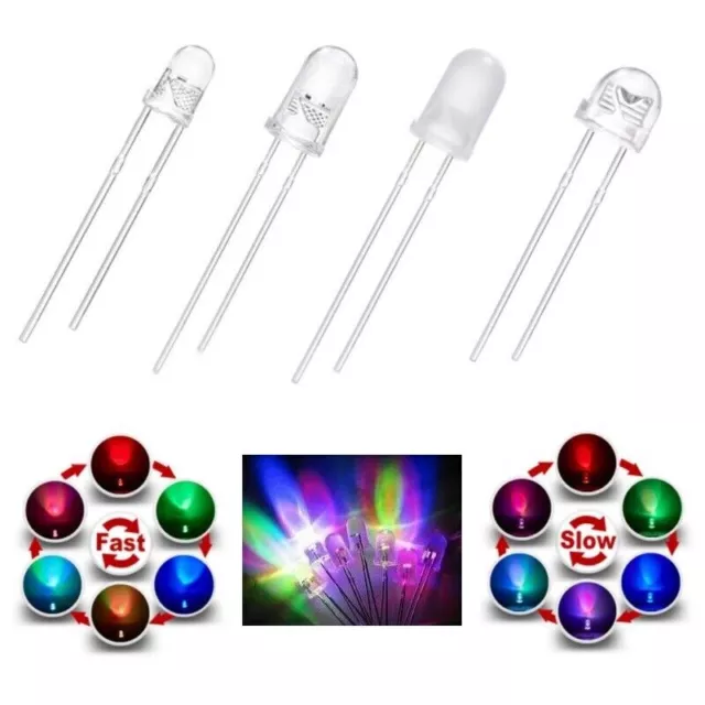 LED RGB 3mm 5mm Regenbogen Farbwechsel langsam schnell Lichtwechsel Blinken LEDs