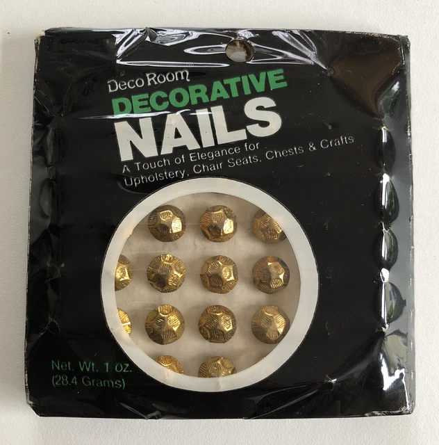 Deco Room Decorative Nails Upholstery Tacks Hammered Antique Brass 42pcs USA