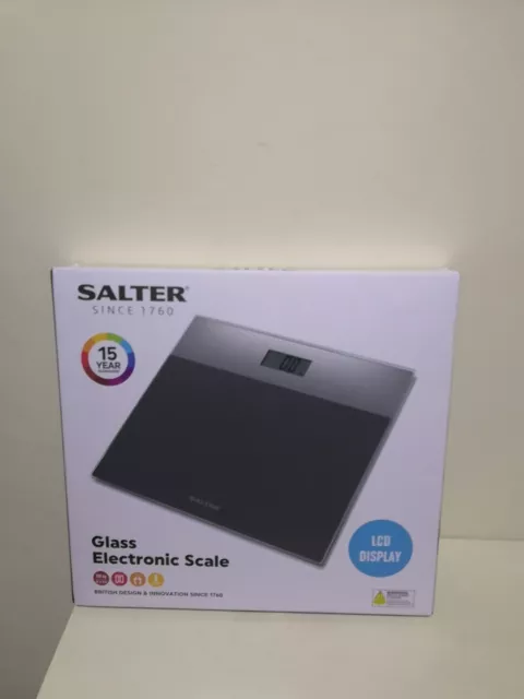 Salter Glas elektronische Waage LCD Display grau.