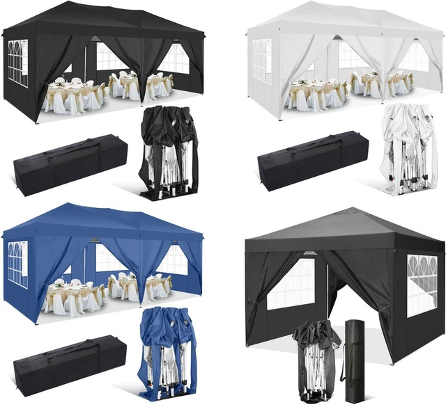 Pavillon 3x6-3x3m Faltpavillon Partyzelt Gartenzelt WASSERDICHT mit Seitenteilen