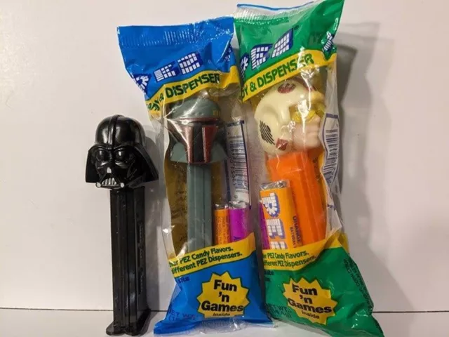 Star Wars Vintage PEZ Dispensers, Lot of 3, Darth Vader, Luke Skywalker, Boba