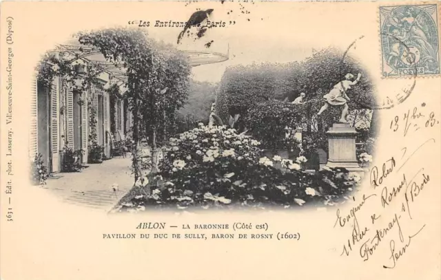 CPA 94 ABLON LA BARONNIE PAVILLON DU DUC DE SULLY BARON DE ROSNY (dos non divisé