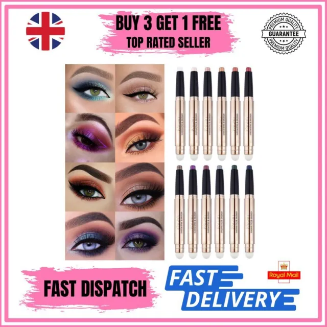 NEW Double-head Cream Eye Shadow Pen Eyeshadow Pencil Shimmer Stick 18 Colors UK