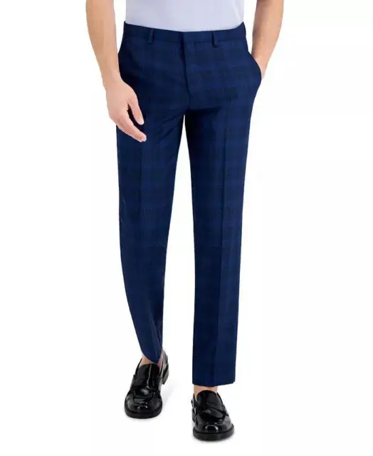 Hugo Boss Men's Modern-Fit Blue Check Dress Suit Pants 32 x 32