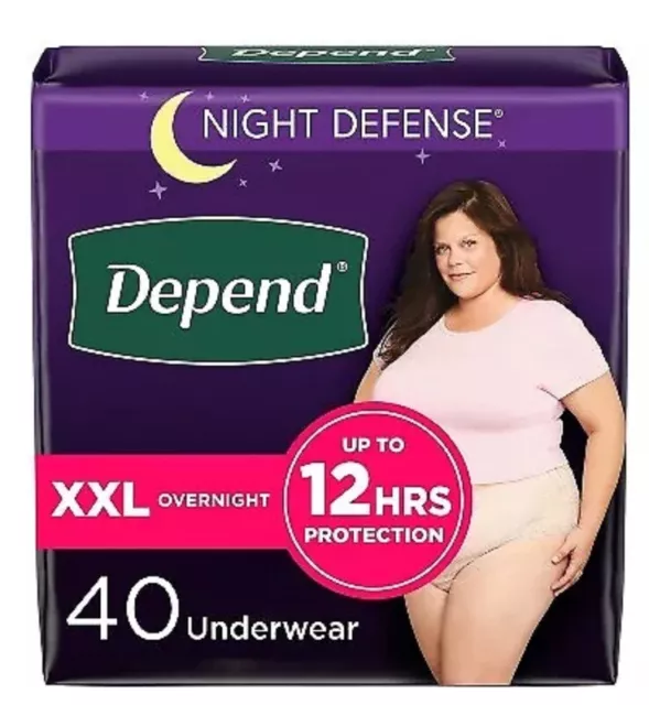 Depend Night Defense Adult Incontinence Underwear for Women Overnight, XXL, 40Ct