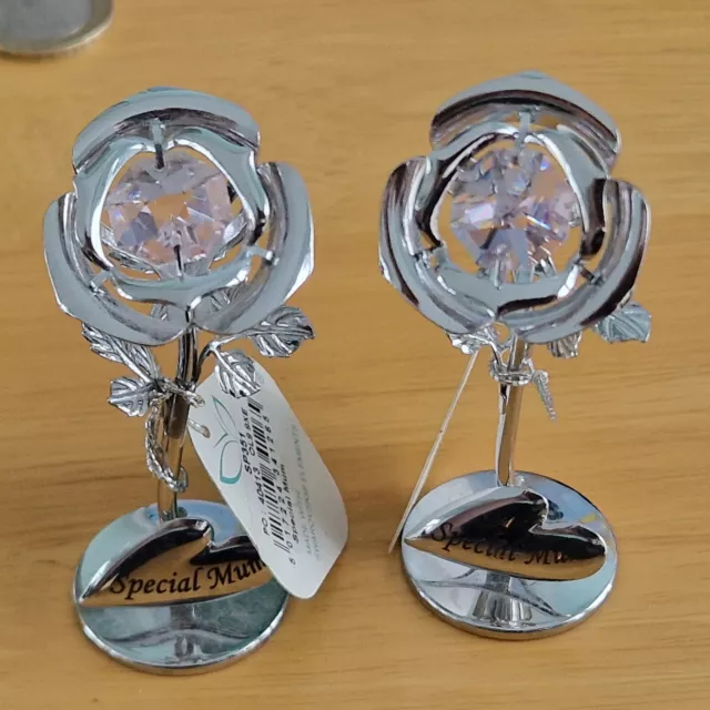 A Pair Of CRYSTAL CRAFTS jewellery Holders "Special Mum"  With Swavorski Element