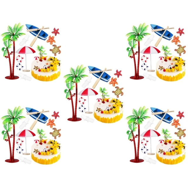 50 pz decorazioni torta a tema spiaggia oceano palma barca ombrellone torta