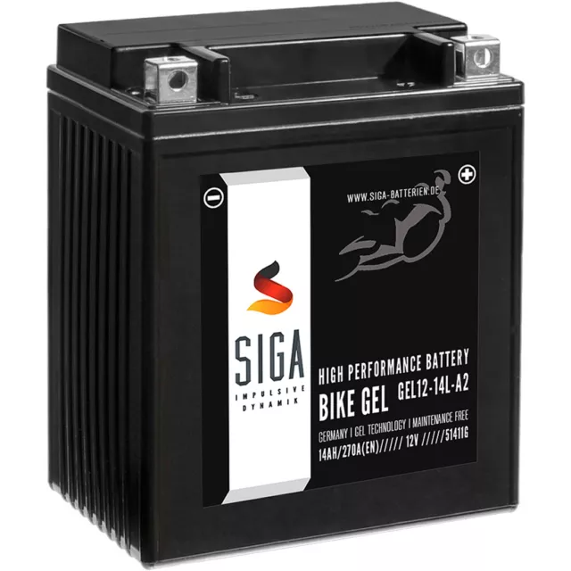 SIGA BIKE GEL YB14L-A2 Motorrad Gel Batterie 14Ah 12V 270A GEL 12-14L-A2