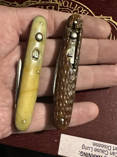 vintage schrade walden pocket knife Lot Of 2  Parts Or Repair Good Blades