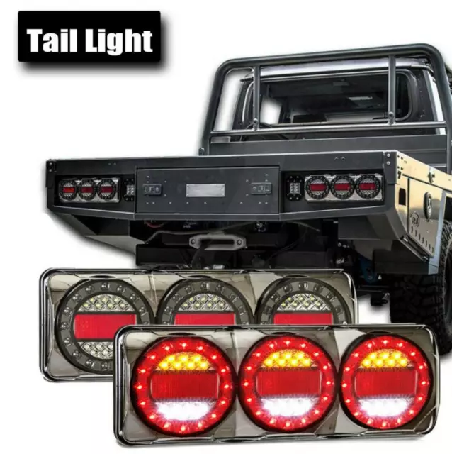 2pcs 3LED Combination Tail Lights STOP TAIL INDICATOR REVERSE  Tray Ute Tray