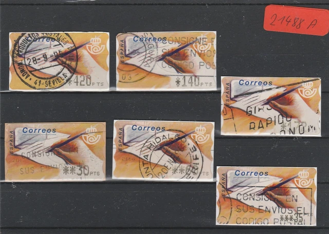 Spanien   Automatenmarken  gestempelt   6x  MiNr. 10