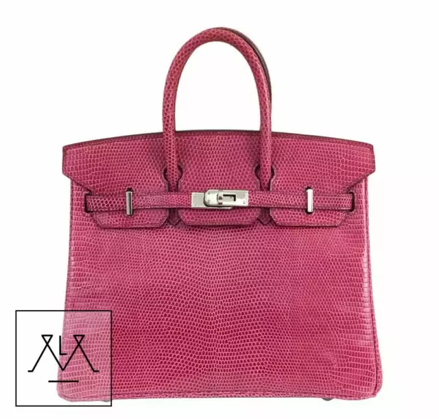Hermes Birkin Bag 25cm Lizard Exotic Skin Fuchsia Pink PHW - 100% Authentic