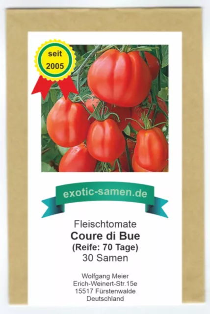 Tomate - Ochsenherz-Fleischtomate - Coure Di Bue - 30 Samen