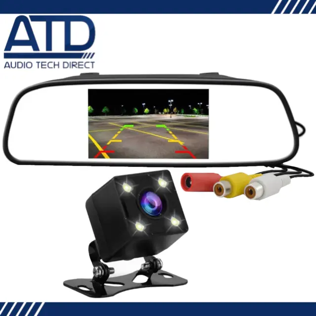 5" LCD Car Mirror Monitor Night Vision Reverse Backup HD Camera Rear View Kit