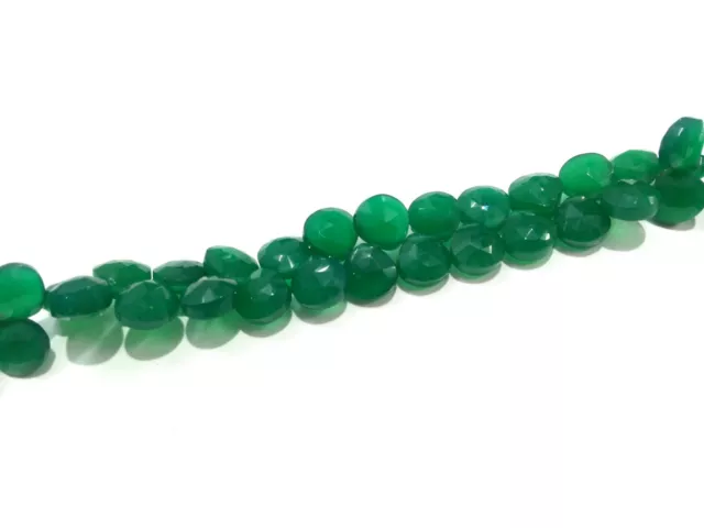 1 Strand Genuine Green Onyx Heart Faceted 6-7mm Gemstone Loose Beads 7"inch