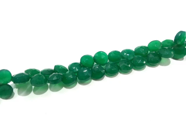 1 Strand Genuine Green Onyx Heart Faceted 7-8mm Gemstone Loose Beads 7"inch