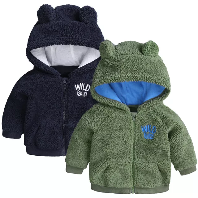 Winter Newborn Baby Girls Boys Warm Outwear Hooded Ears Coat Fleece Tops Jacket