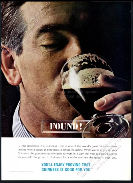 1963 Guinness Stout beer drinking man photo UK vintage print ad