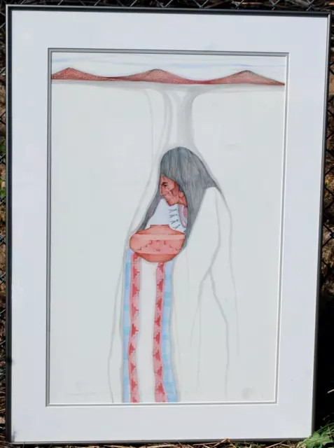 AMADO MAURILIO PENA Signed 1982 Native American Original WATERCOLOR PAINTING